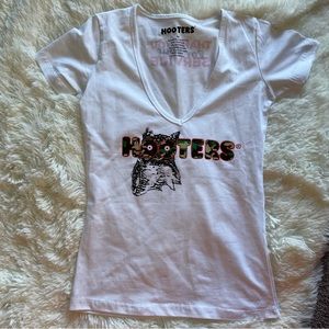 NEW Hooters girl uniform T-shirt tee white orange military